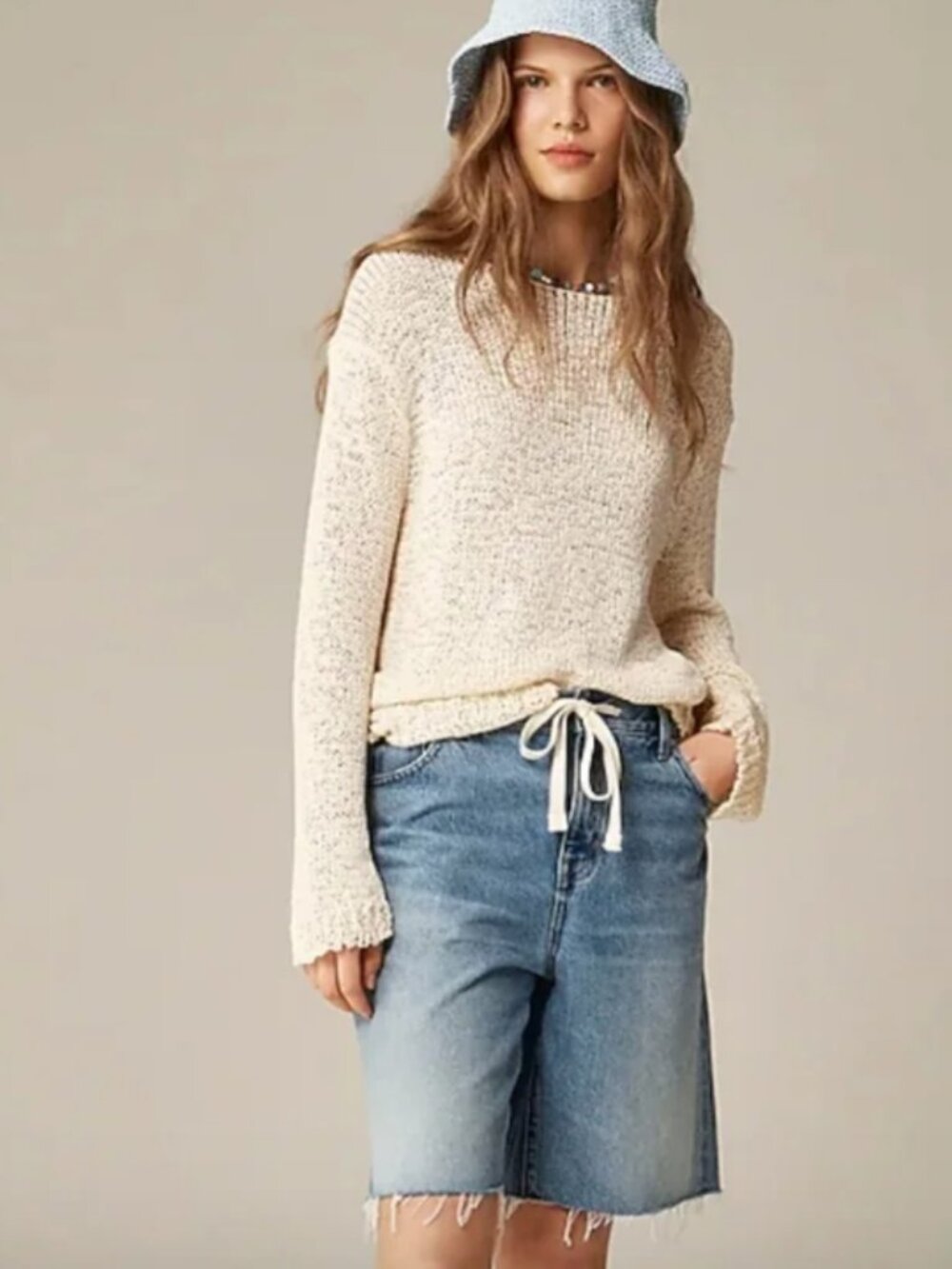 NEW J.Crew Montauk Relaxed Sweater, Antique White, M